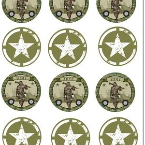 Army Camouflage Star Cupcake Toppers